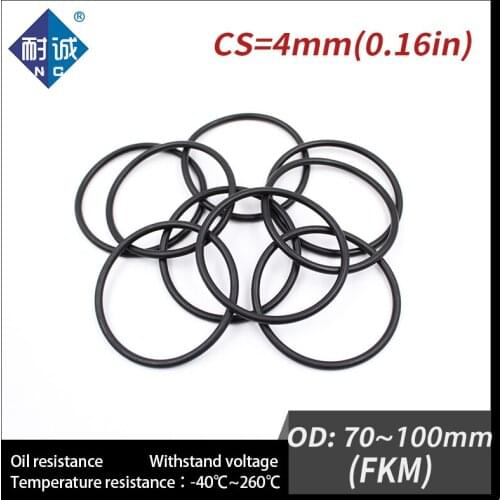 1PC/lot Rubber Ring Black FKM O ring Seals Thickness 4mm OD70/75/80/85/90/95/100mm Rubber O-Rings Fuel Washer