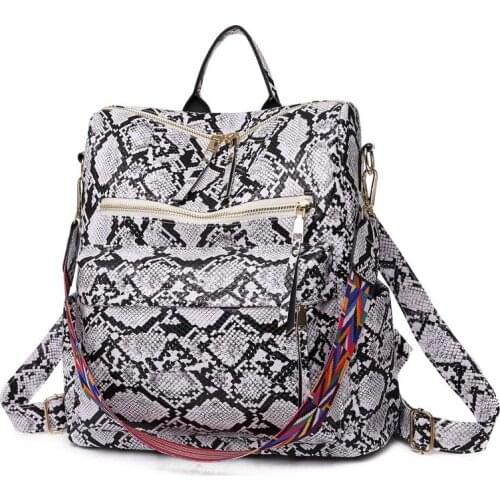 2021 Vintage Snake Print Women Designer Small Backpack High Quality PU Leather Shoulder Bags For Ladies Girls
