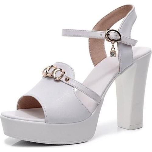 2021 Summer Genuine Leather Fish Mouth Sandals Platform Roman Womens Shoes Fashion Catwalk High Heeled Sandals Shoes Size 33-42