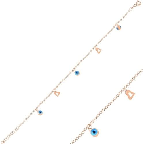 Silver 925 Sterling Dangle Eye & Heart Bracelet