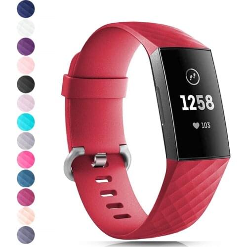 For Fitbit Charge 3 Band Wristband Belt Fit Bit band Pure Color Silicone Replacement Smart Watch Accessories Bracelet Strap