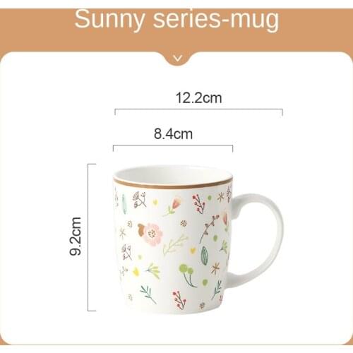 Cute Japanese Style Couple Mug Ceramic Office Tea Cup Children Simple Coffee Cup Large-Capacity Water Cup Household