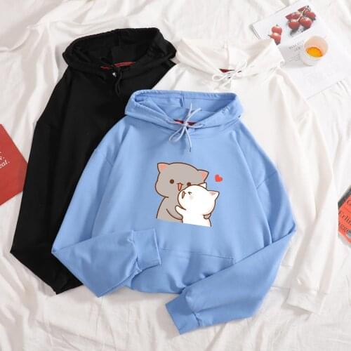 Harajuku Funny Bear Print Korean Hoodie Oversize Women Spring Cotton Thin Sweatshirts Aesthetic Cute Jumper Streetwear Ladies