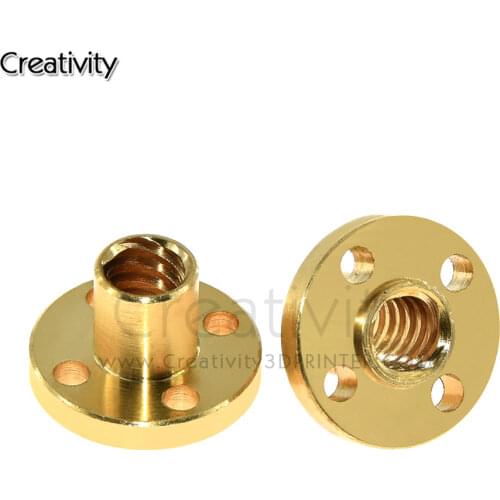 T8 Screw nut Brass 22mm Flange Nut For CNC 3D Printer Parts 8mm 4-Start Lead Screw 300mm long With Copper