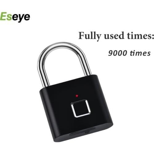 Eseye USB Rechargeable Fingerprint Lock Keyless Door Lock Waterproof Fingerprint Smart Padlock 0.1sec Quick Unlock