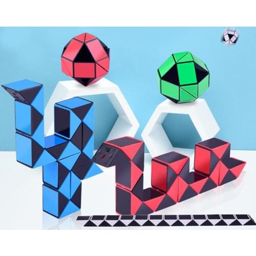 24 Blocks magic snake 3D Magic Cube Twist IQ Logic Brain Teaser Game Toy Puzzle Cube Gift for Kids Magico Cubo