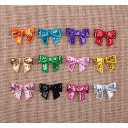 Yundfly 50pcs 2" Embroideried Sequin Bows For Girls Headband Hair Clip Kids DIY Hair Bow Hair Accessories