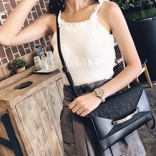 Women Faux Leather Flap Envelope Shoulder Bag Office Lady Wristlet Clutch Crossbody Handbag Evening Slim Purse Wallet
