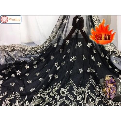 Golden silk Net yarn fabric embroidery lace mesh fabric wedding dress cloth DIY garment accessories curtains