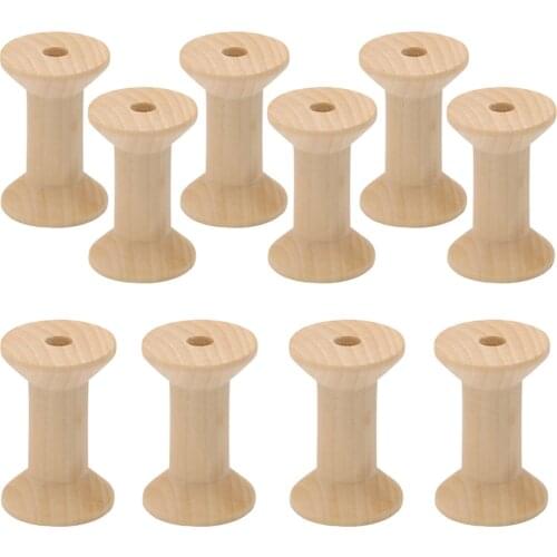 10Pcs/set Natural Wooden Needlework Bobbins Thread Spools Ribbon Reels Organizer Sewing Machine Crafts Wire for Needlework