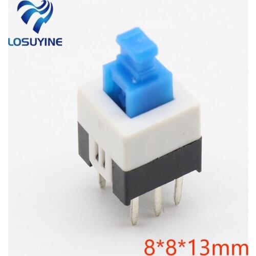 30pcs/lot Square 8x8x13mm 6 Pin DPDT Mini Push Button Self-locking Switch G65 Multimeter Switch Free Shipping
