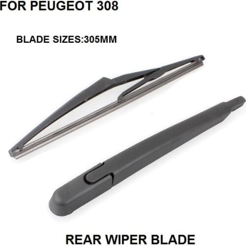 305MM 12" For Peugeot 308 Hatchback Rear Windshield Window Wiper Arm + Blade Set New 2007-2016