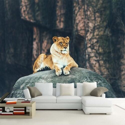 Custom HD Photo Wallpaper 3D Stereoscopic Animal Lion Leopard Mural Wallpaper Living Room Bedroom Sofa Backdrop Murals Wallpaper