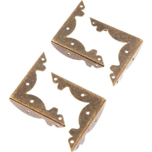 4Pcs Antique Bronze Jewelry Chest Gift Box Wooden Case Decorative Feet Leg Metal Corner Protector Support Bracket w/Screws 36mm