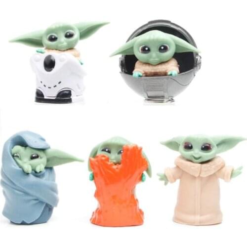 5pcs/set Baby YODA Mandalorian Cute Cute Statue Figure Toys