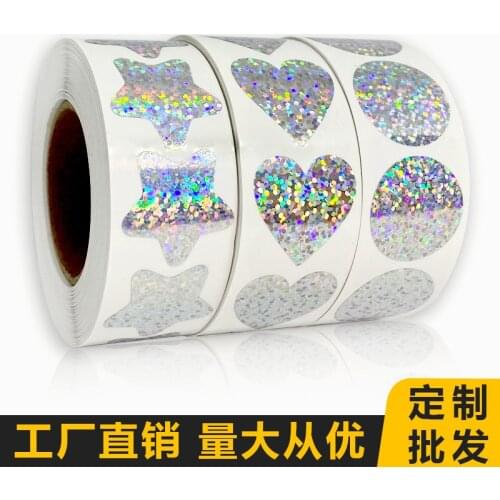 500pcs Laser Blank Love Heart Stars Round Stickers Handmade Decoration Holiday Birthday Party Sealing Label Sticker