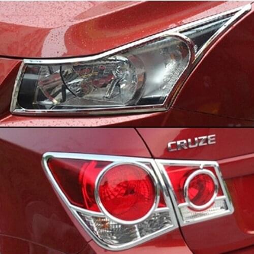 ABS Chrome Front Rear Trunk Headlight Tail Light Lamp Cover Trim Styling Garnish Bezel Molding For Chevrolet Cruze 2009-2014