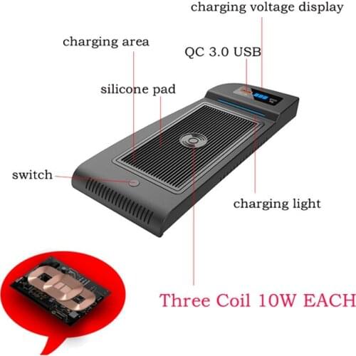 30W Car Wireless Charging Panel Phone Charger Pad Holder for Toyota Alphard 2019 2020 RHD