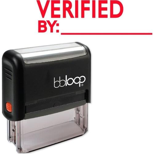BBloop "VERIFIED" W/ By Line Self-Inking Rubber Stamp, Rectangular, Laser Engraved, RED