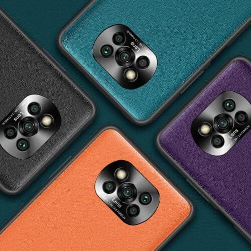 For Xiaomi Pocophone Poco X3 NFC Case Luxury Vegan leather Grain Matte protective Back Cover Case For xiaomi poco x3 nfc X3NFC