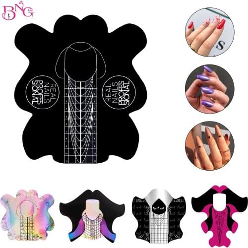 Nail Forms Square Rhombus Stiletto Extension Builder Scale Tips Acrylic System Powder Guide Stencil Paper Form Manicure Tool