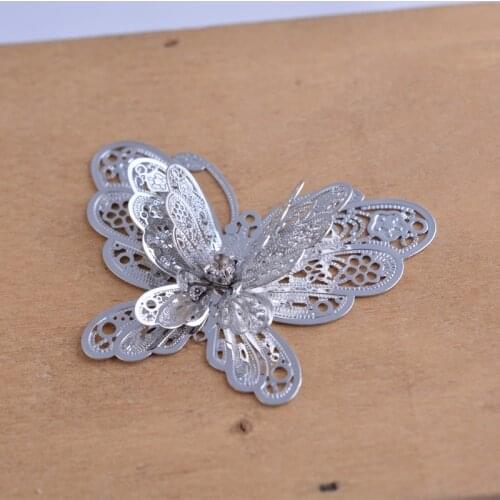 10pcs Filigree 3D Butterfly Charms Brass Pendants Connector Embellishments Slice Jewelry Findings Make Up DIY Accessories Parts