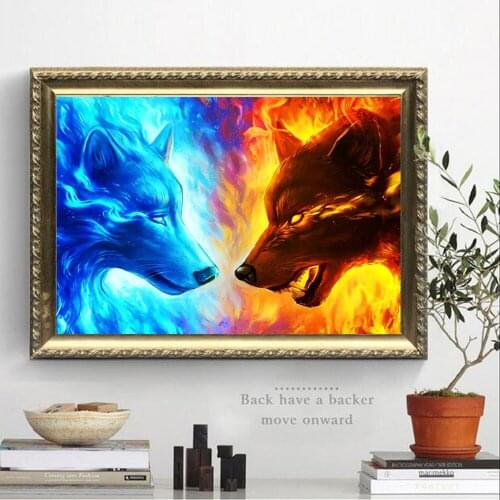 Fox Couple Special Shaped Rhinestones Cross Stitch DIY Embroidery Diamond Mosaic Picture Wall Painting Home Bedroom Decoration