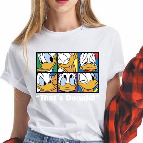 Disney Cartoon Donald Duck T Shirt Women Harajuku Summer Tops Funny T-shirt Vogue Graphic Tees