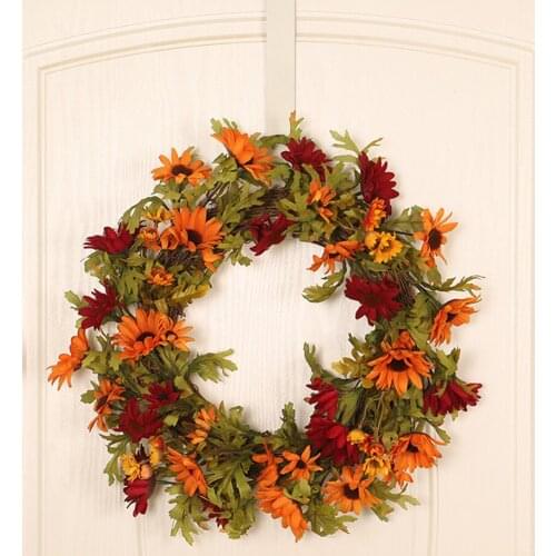 Artificial Chrysanthemum Plant Garland Plastic Ring Chrysanthemum Wreath Spring Home Garland Decoration Pendant Festivals Gift