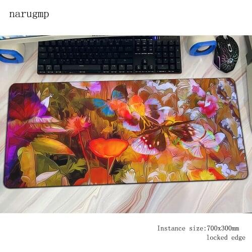 Flower Butterfly mouse pad locrkand Computer mat 700x300x3mm gaming mousepad large High-end padmouse keyboard games gamer desk