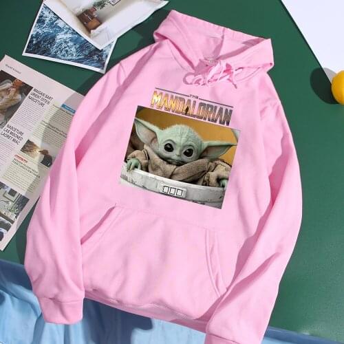 Kawaii Baby Yoda Disney Hoodies Men Harajuku Star Wars Pullovers The Mandalorian Sweatshirt Fashion Brand Fleece Warm Mens Tops