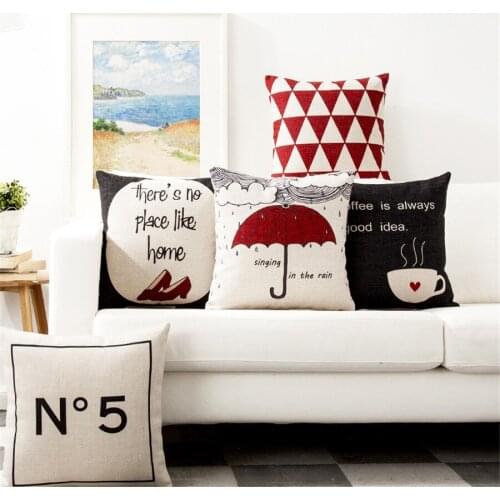 Fashion Geometric Style Umbrella Coffee High Heels Printed Cushion Cover Home Decorative Sofa Car Chair Throw Pillow Case