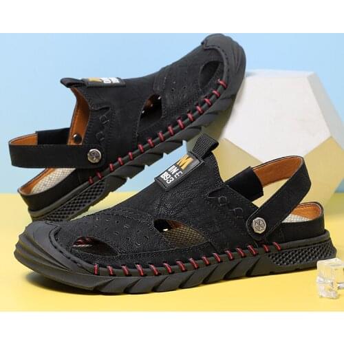 Men Sandals Summer Beach Flat Shoes Non Slip Breathable Closed Toe Sneakers Comfortable Big Size Casual Slippers