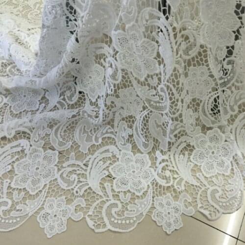 New Arrival Nigerian African Lace Fabrics French Guipure Tulle White Bridal Lace Fabric For Wedding Party Dress 5yards