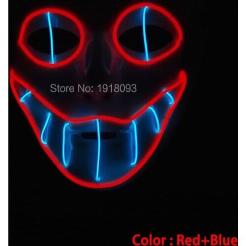 New Horror smile Masks Halloween Mask glowing EL wire Festival LED Strip Glowing Light-up Mask gift+DV-3V Driver