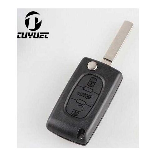 Flip Remote Key Shell 3 Buttons For Peugeot 406 408 307 For CITROEN C4 C5 C6 C-Quatre C8 VA2 Blade No Groove With Battery Clamp