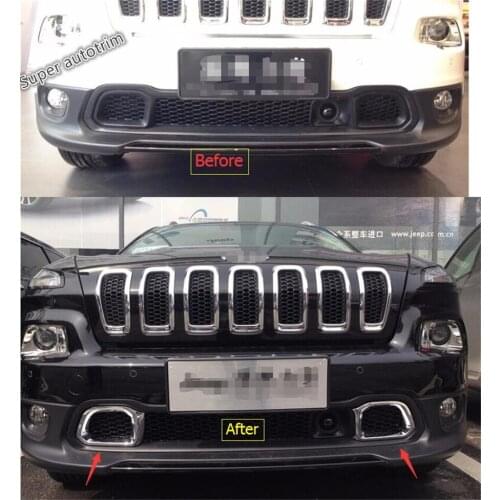 Lapetus Front Grille Air Conditioning AC Vent Outlet Cover Trim 2 pcs Fit For JEEP Cherokee 2014 2015 2016 2017 ABS Accessories