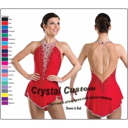 Red Custom Figure Skating Dresses With Spandex New Brand Vogue Figure Skating Competition Dress Customized DR3007