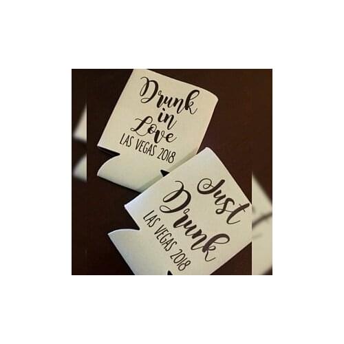 Custom wedding drunk in love Drink Coolers bridesmaid proposal gifts Bachelorette Bottle Beer Can Holders Beverage Insulators