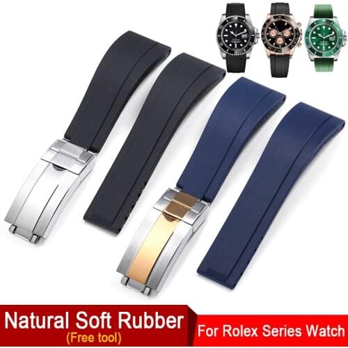 Watch Accessories Band For Rolex DAYTONA SUBMARINER Yacht-Master GMT Explorer 20 Silicone Wristband Rubber Watch Bracelet Strap