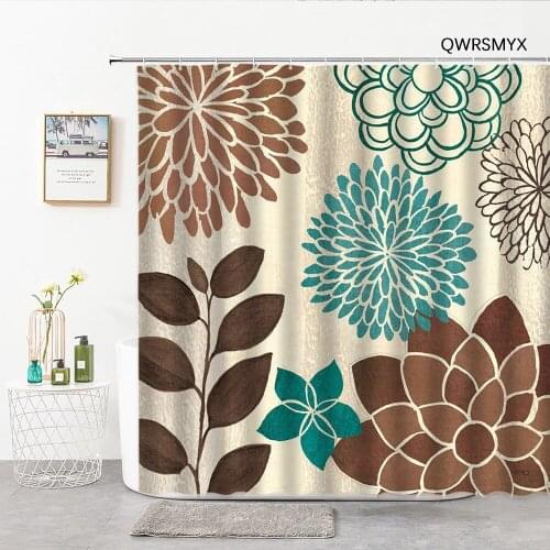 Hand Painted Plant Flowers And Leaves Shower Curtains Luxury Bathroom Curtain Hook Toilet Decor Door Curtain Bathroom Products