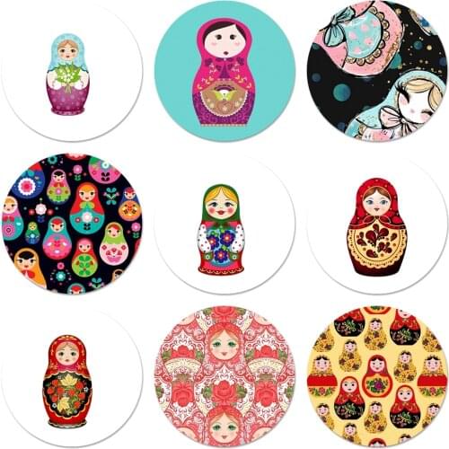 Russian folk doll Icons Pins Badge Decoration Brooches Metal Badges For Backpack Decoration 58mm