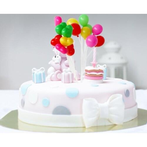 Balloon Series Plastic Round And Heart Shape Birthday Theme Birthday Cupcake Toppers Party Wedding Decoration Cake Topper