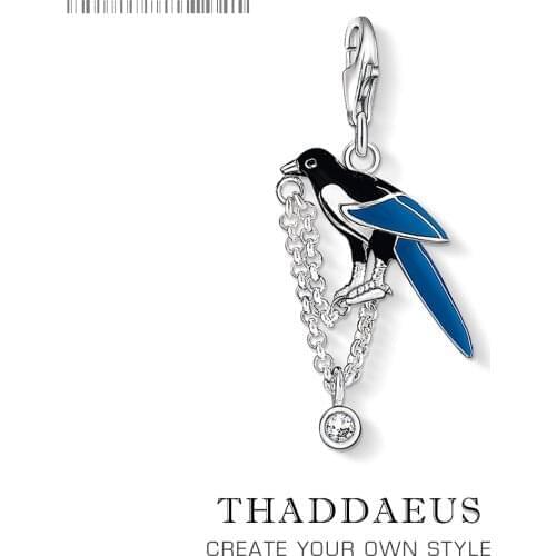 925 Sterling Silver Magpie Bird Charm for Bracelet 2019 New Cute Anime Chaveiro Lucky Piercing Women Jewelry Trendy Kolye Bijoux