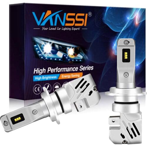 VANSSI H7 LED Bulb, Windless H7 LED Headlight Bulb Direct Insertion 6000lm 6500K White H7 LED Headlights Conversion Kit
