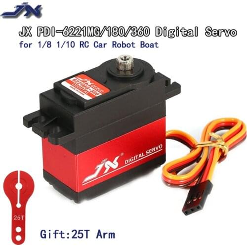 JX PDI-6221MG 20KG 180° 360° Continuous Rotation High Precision Metal Gear Digital Standard Servo for 1/8 1/10 RC Car Robot