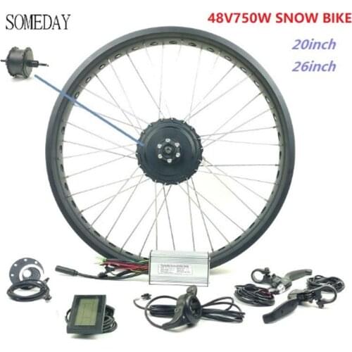 SOMEDAY 48V750W E-BIKE snow bike Rear cassette wheel hub Motor Electric Bicycle conversion kit fat tire with LCD3 display