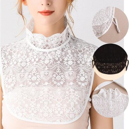 Ladies Fake Collar White Black White Black Vintage Detachable False Lace Fake Collar Detachable Collar Blouse Half Shirts Collar