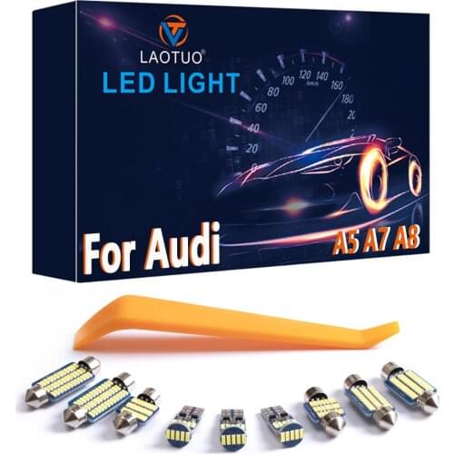 100% For Audi A5 S5 RS5 B8 8T A7 S7 RS7 4G A8 S8 D2 D3 4D Coupe Sportback LED Interior Lights Map Dome Trunk Lamp Kit Canbus