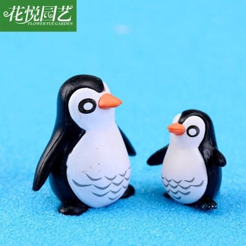 2pcs/set DIY Crafts Mini Winter Penguin Miniature Figurine Christmas Figures For Fairy Garden Gnomes Moss Terrariums Decoration